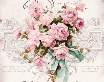 VinTaGe IMaGe XL FRenCh PaRiS FLoRaL LaBeL SiGN ShaBby WaTerSLiDe DeCALs