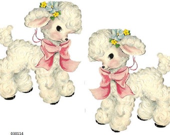 XL VinTaGe RePrO BaBY LamB PinK BoW & FLoWeRs ShaBby NuRSeRY DeCALs