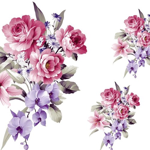 Vintage XL Lilacs & Pansies Shabby Decals furniture Size Etsy