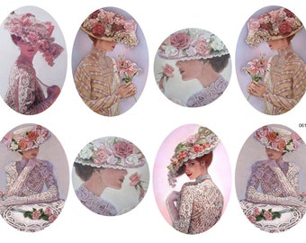 VinTaGe ELeGanT VicToRiaN WoMeN OVaL CaMeoS ShaBbY DeCaLs #3