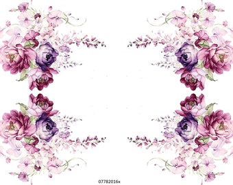 XL Lilac Cabbage Rose Waterslide Decals, Shabby Chic Cottage Charm