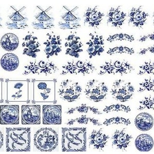 DoLLHouSe MiNiaTureS BLuE DeLfT ShaBby WaTerSLiDe DeCALs Découpage DM25