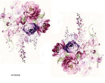 VinTaGe XL GorGeouS LiLaC CaBbaGe RoSeS BouQueTs SHaBbY DeCaLs