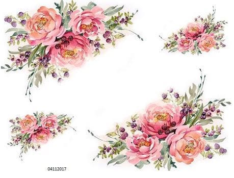 VinTaGe XL PaSTeL PeoNY SpRaYS SHaBbY DeCaLs