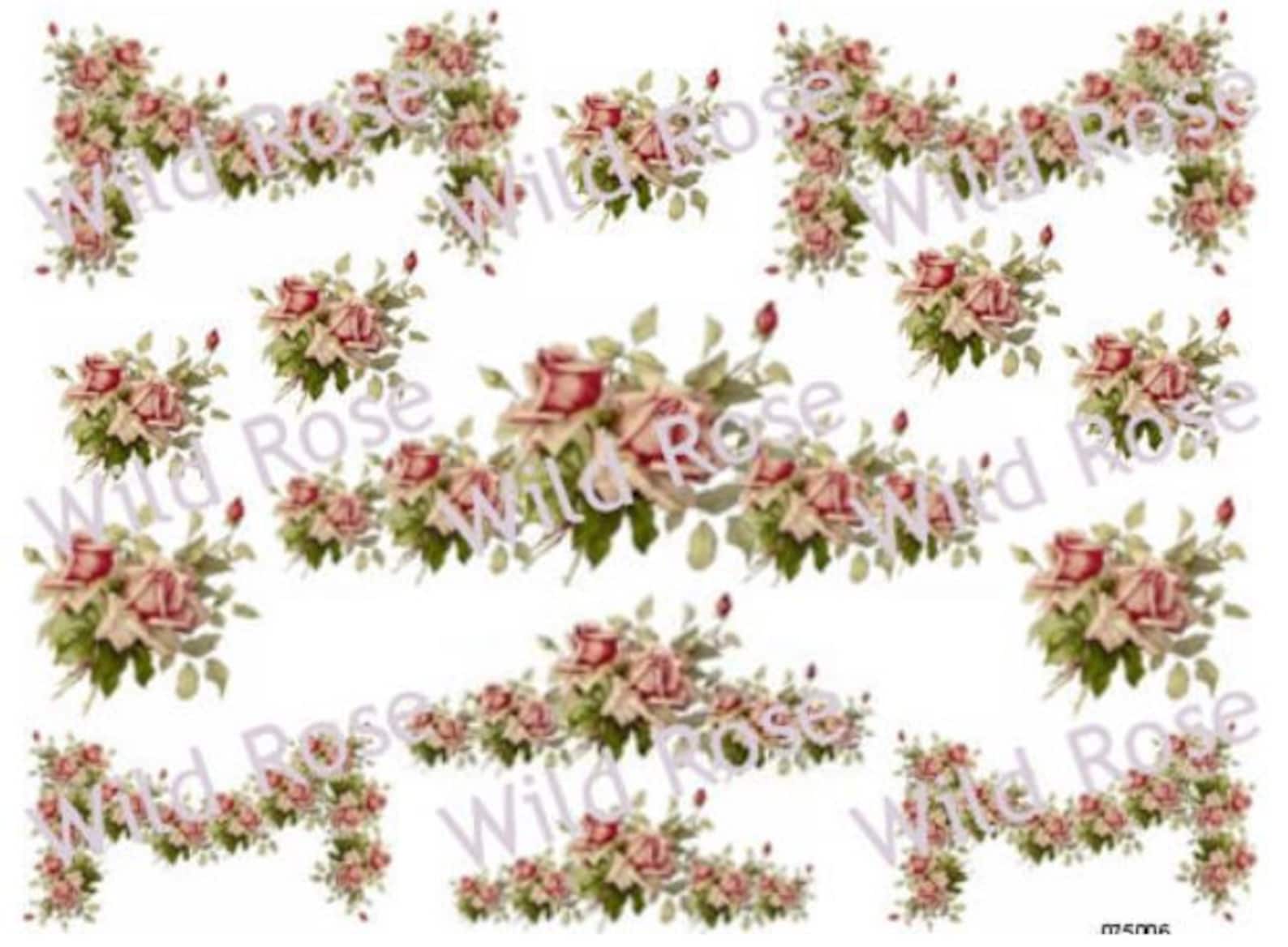 Vintage Fabulous Klein Swags &amp; Roses Shabby Decals - Etsy
