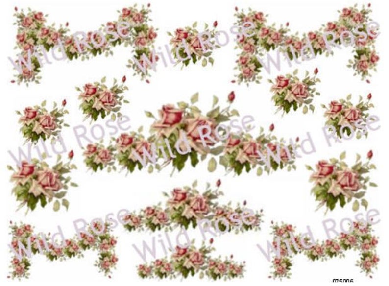 Vintage Fabulous Klein Swags &amp; Roses Shabby Decals - Etsy