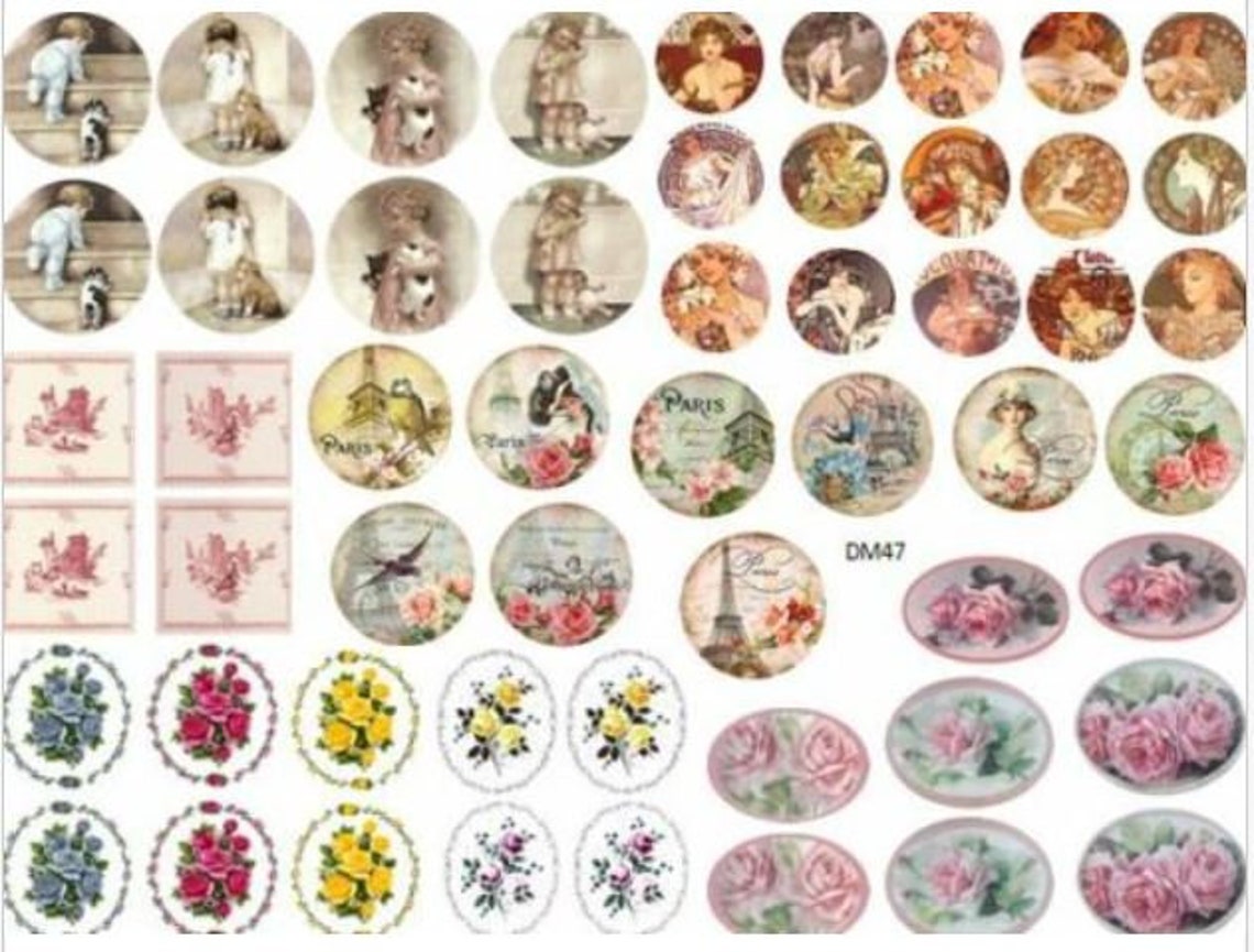 Dollhouse Miniatures Plates Tiles Ovals Shabby Waterslide - Etsy