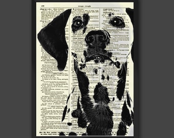 Dalmatian Art Printed On An Antique 125+ Year Old Dictionary Page, Pet Wall Decor, Gift For Dog Lover, Dalmation Dog Art, Bookish Gift