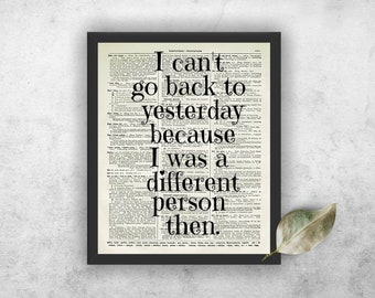 Alice in Wonderland Quote Print: 1897 Dictionary Page Art