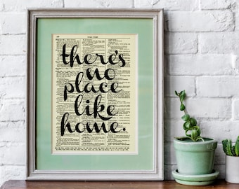 Wizard of Oz Quote Art Print: Antique Dictionary Page, "There's No Place Like Home"