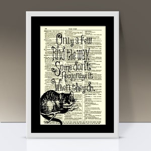 Alice in Wonderland Cheshire Cat Art Print on 1897 Dictionary Page