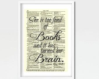 she is too fond of reading Louisa May Alcott Little Women vinyl sticker