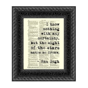 Van Gogh Quote Print: Antique Dictionary Page Art, Gothic Decor