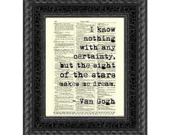 Van Gogh Quote Print: Antique Dictionary Page Art, Gothic Decor
