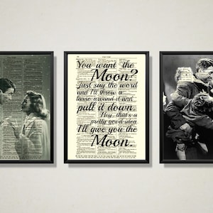 Lasso the Moon Quote on 1897 Antique Dictionary Page With Images From It's A Wonderful Life, George & Mary Bailey Celebrate, Christmas Decor