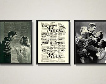 Lasso the Moon Quote on 1897 Antique Dictionary Page With Images From It's A Wonderful Life, George & Mary Bailey Celebrate, Christmas Decor