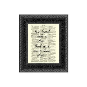 Wir liebten mit einer Liebe, die mehr als Liebe war Edgar Allan Poe Annabel Lee Zitat, 1897 Wörterbuchseite, viktorianisches gotisches Wanddekor, romantisch