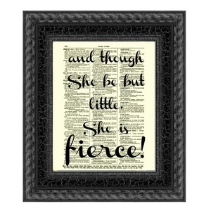 Antique Dictionary Page Art: Shakespeare Quote, Dark Academia Decor