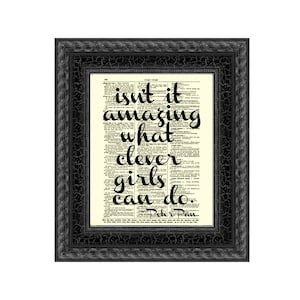 Clever Girls Quote Print: Quote Printed On A 125 Year Old Dictionary Page