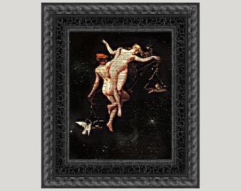 Antique Dictionary Art Print: Zodiac Astrology, Dark Academia Decor