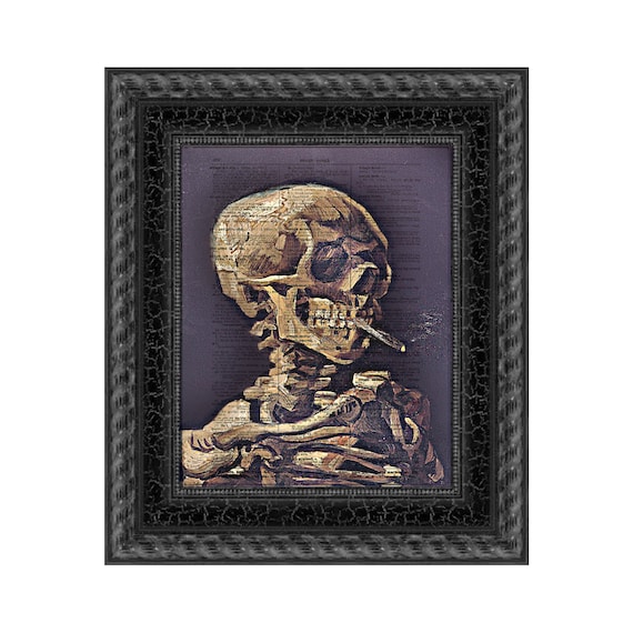 Smoking Skull on 125+ Year Old Dictionary Page, Van Gogh's Head of a  Skeleton With a Burning Cigarette Memento Mori Dark Academia Wall Decor