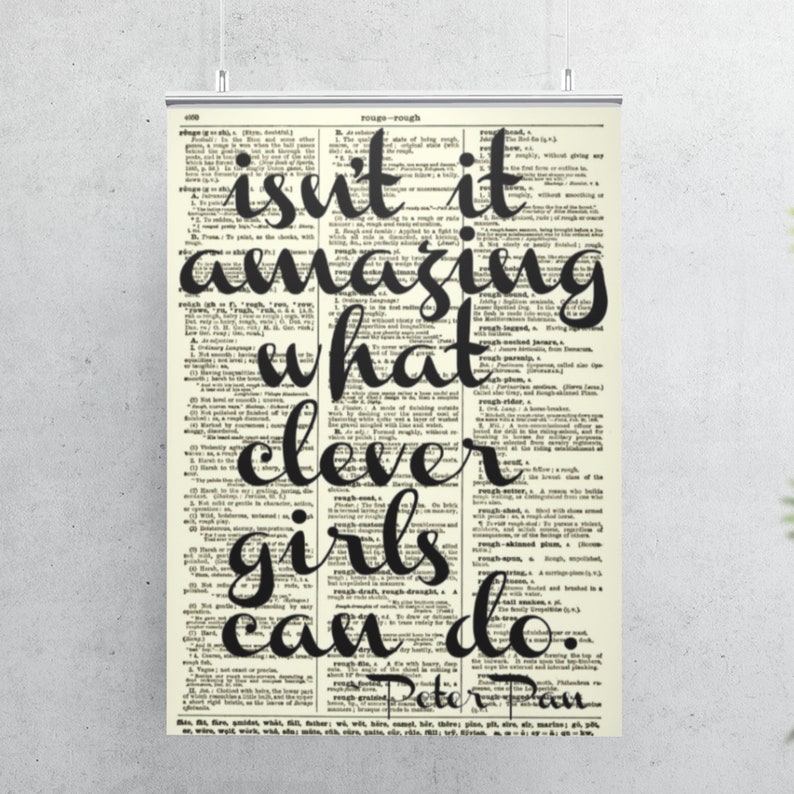 Isn't It Amazing What Clever Girls Can Do Quote Printed On A 125 Year Old Dictionary Page, Dark Academia, Cottagecore Decor, Bookish Gift image 4