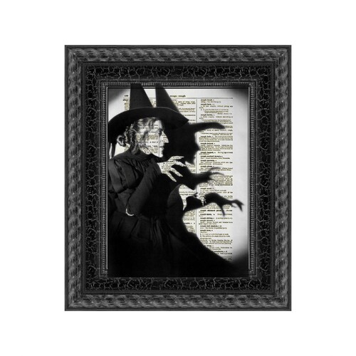 Wicked Witch Dictionary Art Print, Wizard of Oz Halloween Decor Printed On An Upcycled 1897 Dictionary Page, Party Decor, Black Gothic Art