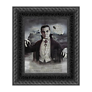Dracula Art Print: Gothic Halloween Decor on Antique Dictionary Page