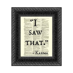Karma Quote Antique Dictionary Art Print: Funny Home Decor