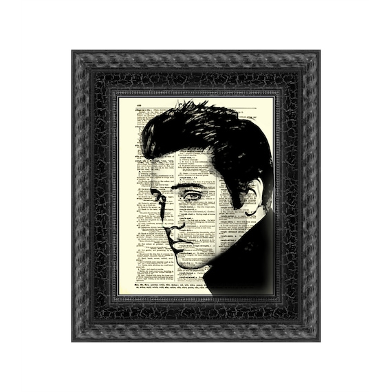 Elvis Presley Art Print On An Upcycled Antique Dictionary Page Etsy
