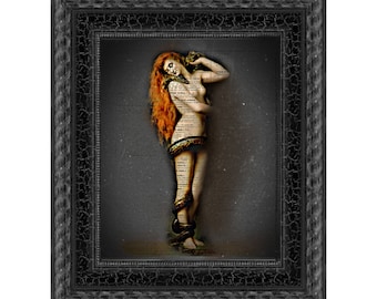 Lilith Snake Print: Dark Academia Victorian Gothic Art on Antique Dictionary Page