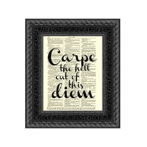 Carpe Diem Antique Dictionary Art Print: Inspirational Quote