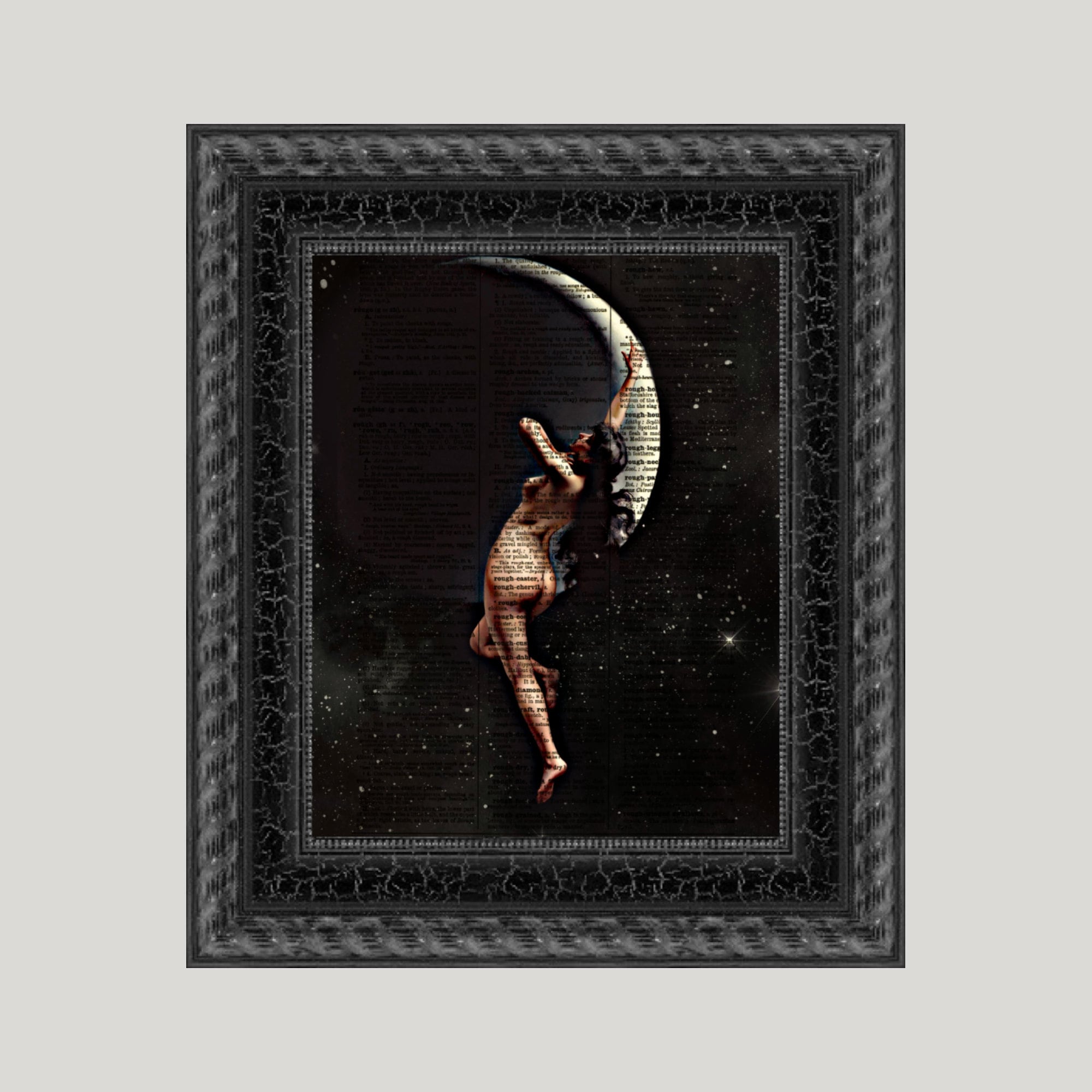 絵画 Nymph moon Moon Nymph Art Print: Antique Dictionary Page, Dark Academia Decor