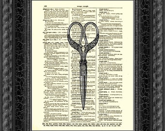 Dictionary Art Print with Scissors, Sewing Machine Print, Sewing Machine Art, Home Decor