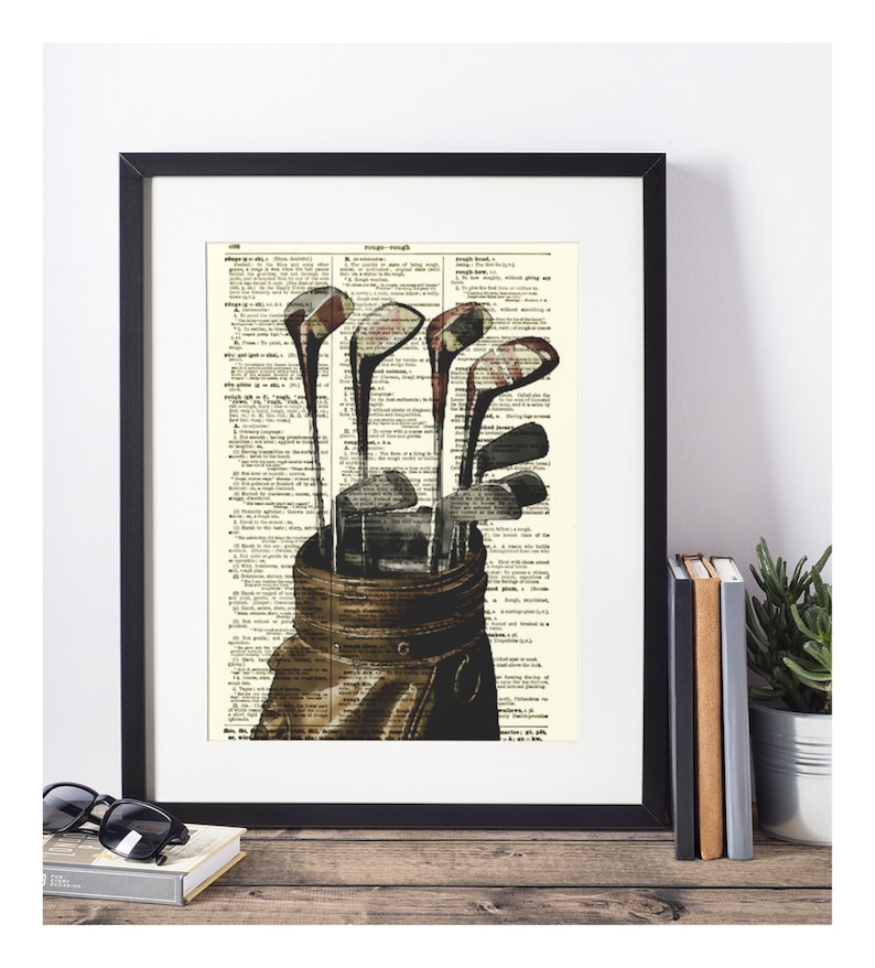 Antique Dictionary Page Printed With A Golf Bag and Clubs Etsy