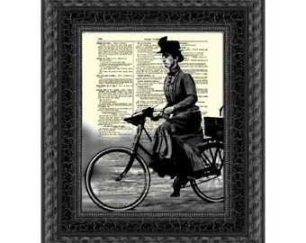 Miss Gulch, The Wicked Witch Of The West, Riding A Bike Printed On An Antique 125+ Year Old Dictionary Page, Wizard Of Oz Gift, Witchy Print