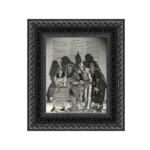 Wizard of Oz Art Printed On An Antique Dictionary Page Dorothy, Cowardly Lion, Tin Man, Scarecrow, Halloween Decor, Dark Goth Decor