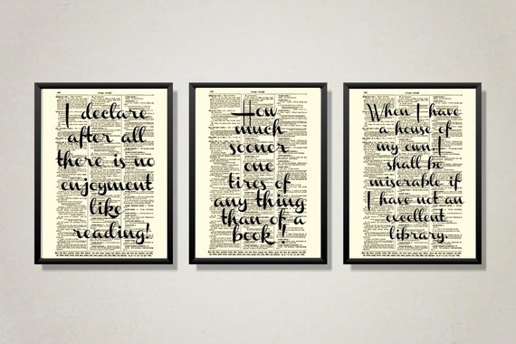 Pride And Prejudice Quote Set Printed On Antique Dictionary | Etsy