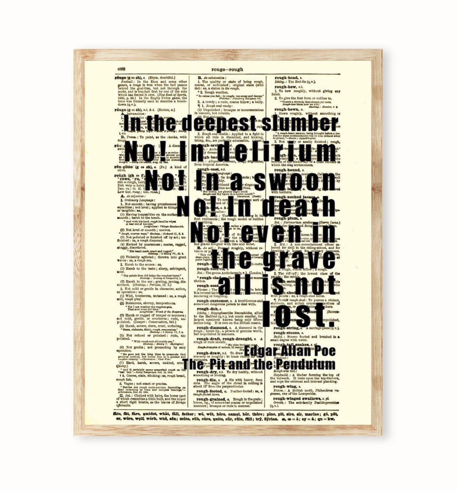 The Pit And The Pendulum Quotes Edgar Allan Poe The Pit And The Pendulum Quote Printed On An | Etsy