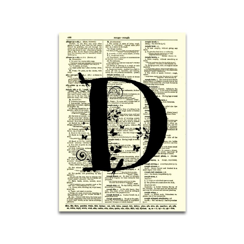 Letter D Monogram With A Modern Twist Printed On A Dictionary Etsy