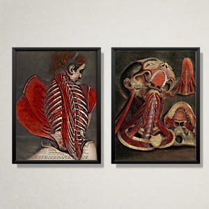 His & Her Anatomy Art gedruckt auf über 125 Jahre alte Wörterbuch-Seiten, Gothic Wohnkultur, Dark Academia, Gruselige Tod Kuriositäten, Morbide Kuriositäten