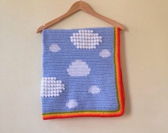 Crochet Baby Blanket Pattern PDF, Little Fluffy Clouds Baby Blanket, UK and US Terms