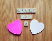 Valentines Gift, Anniversary Gift, Wedding, Scrabble Magnets, Upcycled, Eco Friendly, Scrapbook Supplies, Love