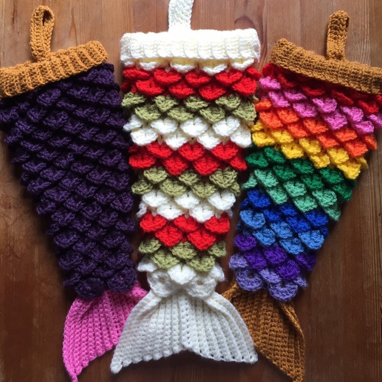 30 Christmas Stocking Crochet Patterns for Handmade Holiday Keepsakes 19 Mermaid Tail Christmas Stocking Pattern