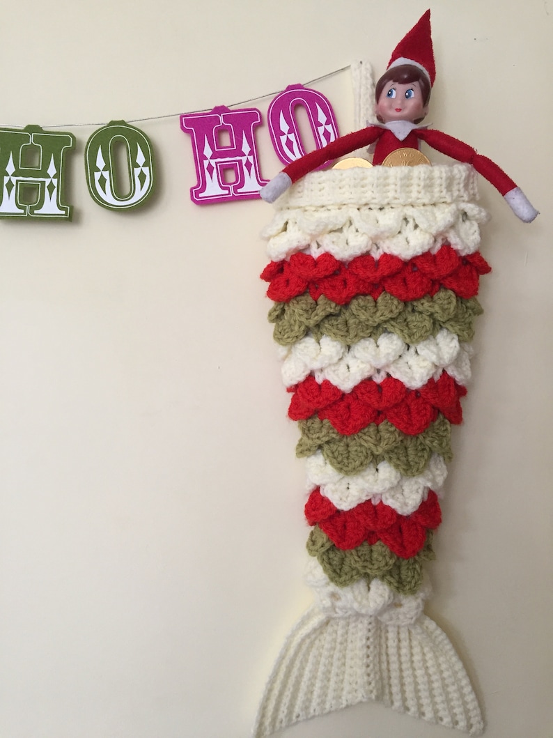 Mermaid Christmas Stocking Crochet Pattern PDF, Mermaid Tail, Christmas Stocking, Christmas Crochet, Modern Crochet, UK and US Crochet Terms image 2