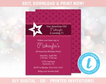 American Girl Invite Etsy