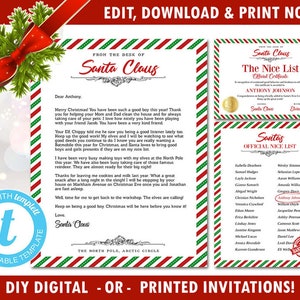 DIY Editable Letter From Santa - Easy - Santa Letter - North Pole Letter, Nice List, Certificate Editable Template, Templett [id:3041253]