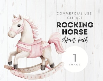 Rocking Horse Watercolor Clipart, Single Image, Nursery, Clip art, Neutral Baby Shower, Commercial Use, Instant Download, PNG