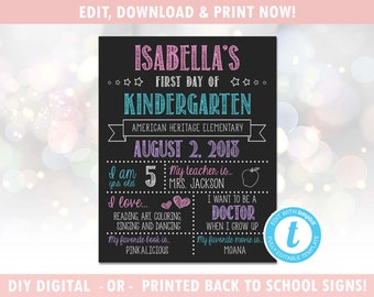 First Day of School Sign - First Day of School Chalkboard - 1st Day of School Sign - Instant Download, Editable Template [id:547275]