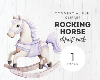 Rocking Horse Watercolor Clipart, Single Image, Nursery, Clip art, Neutral Baby Shower, Commercial Use, Instant Download, PNG